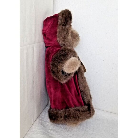 Boyds Bear Mrs. Northstar Fur Trimmed Burgundy Velvet Coat with Hood NWT 5-joint - Picture 3 of 13